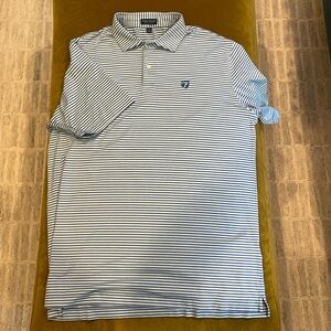 Taylormade Peter Millar Blue and White Striped Polo Shirt